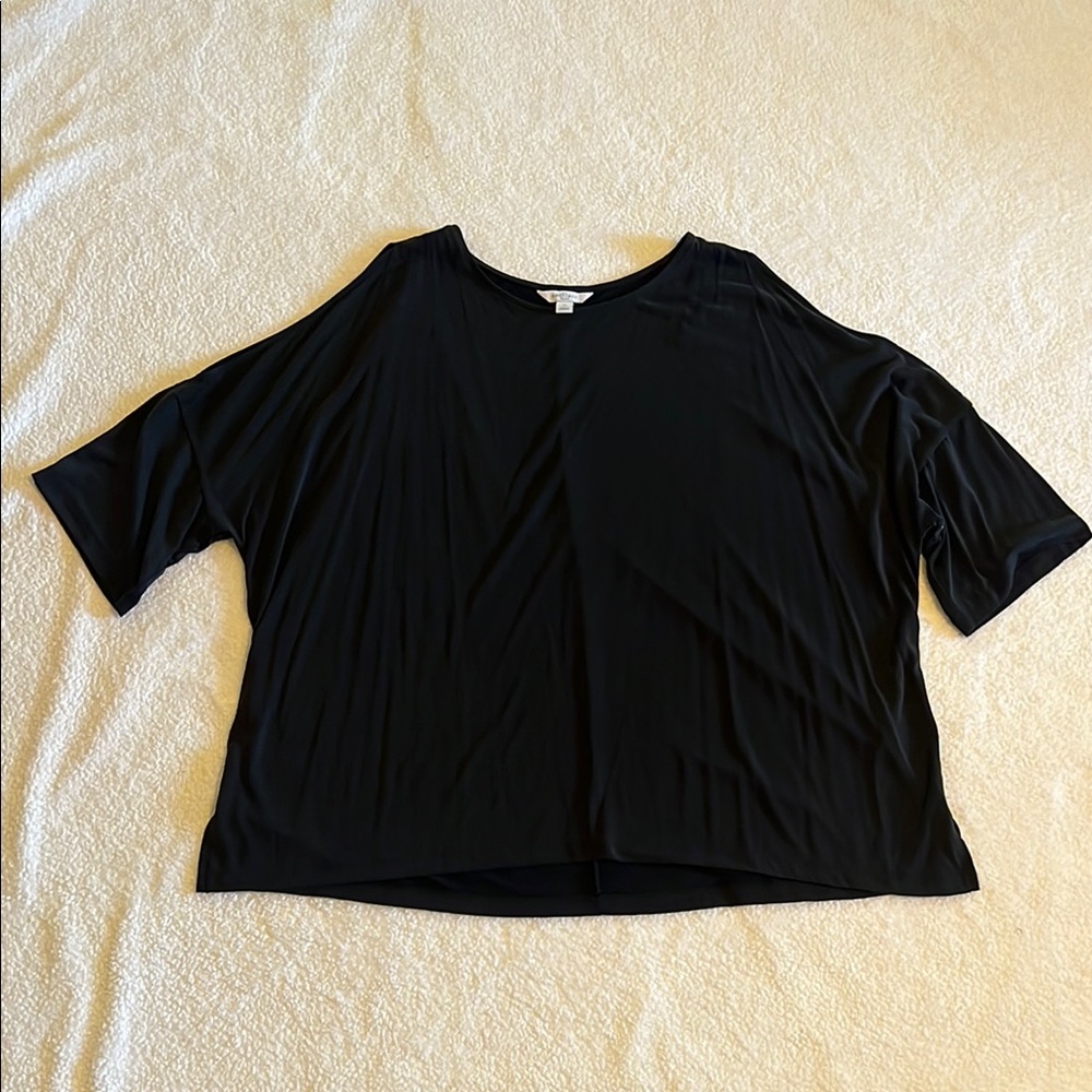 Boutique Plus NWT Size 1X Black Women's Blouse, Cold Shoulder